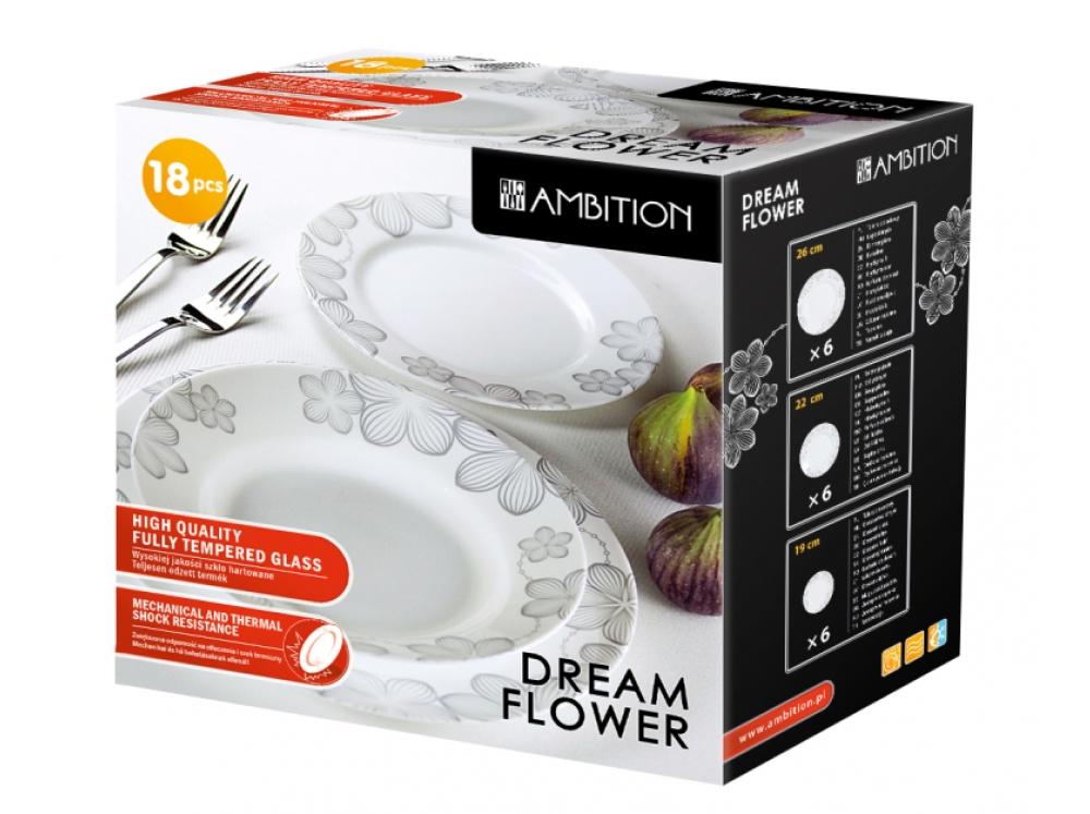 KOMPLET OBIADOWY DREAM FLOWER AMBITION 18 EL. 6 OS