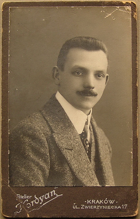 Kartonik Kordyan Kraków portret mężczyzny 1914