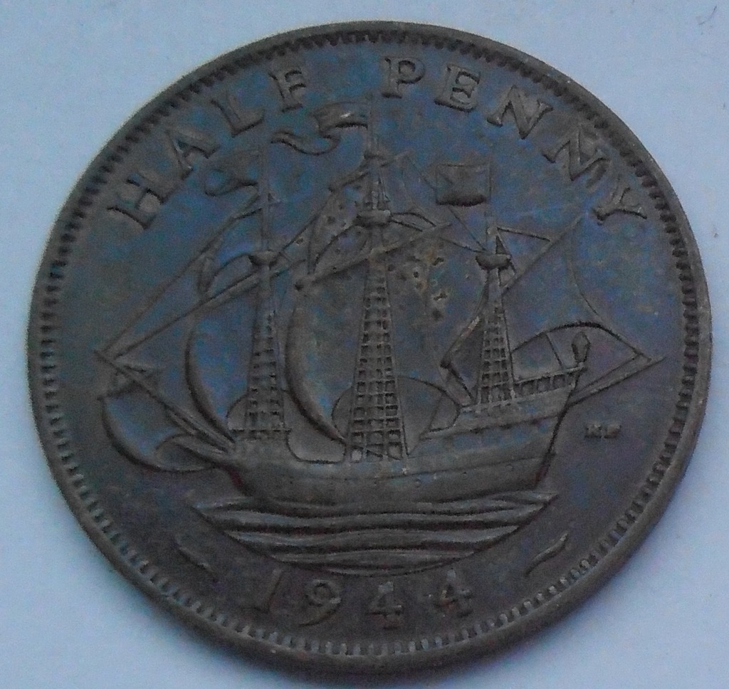 1944r. - Wielka Brytania - 1/2 Pensa (Half Penny)