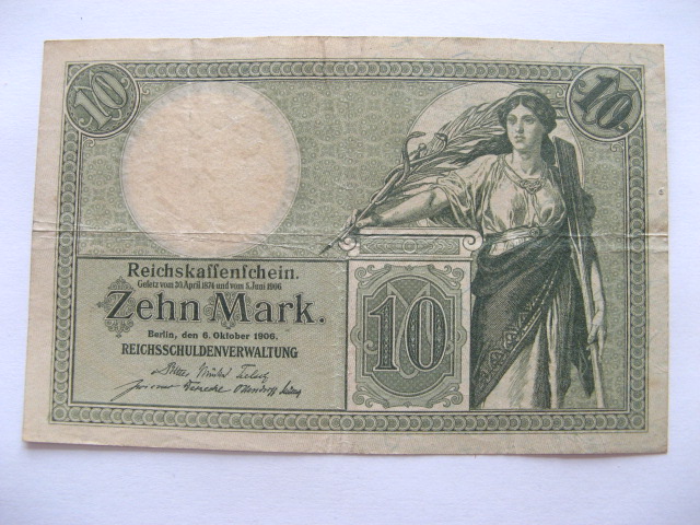 Banknot 10 marek 1906 stan 3