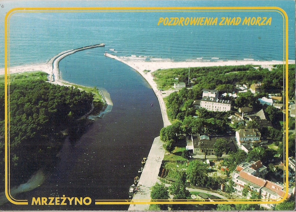 pocztówka MRZEŻYNO Wejście do portu z lotu ptaka