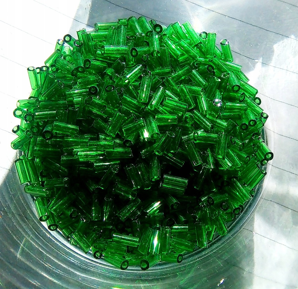 Koraliki rurki 4,5 mm butelkowa zieleń 20g