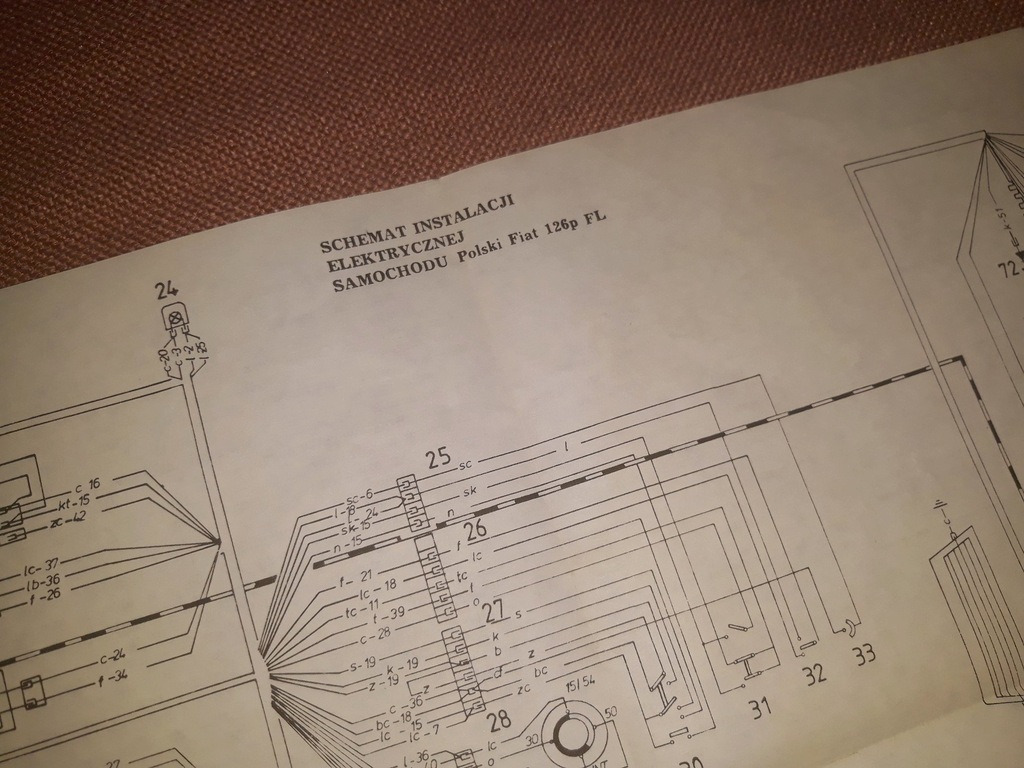 Schemat Instalacji Elektrycznej Fiat 126P - 7280036440 - Oficjalne Archiwum Allegro