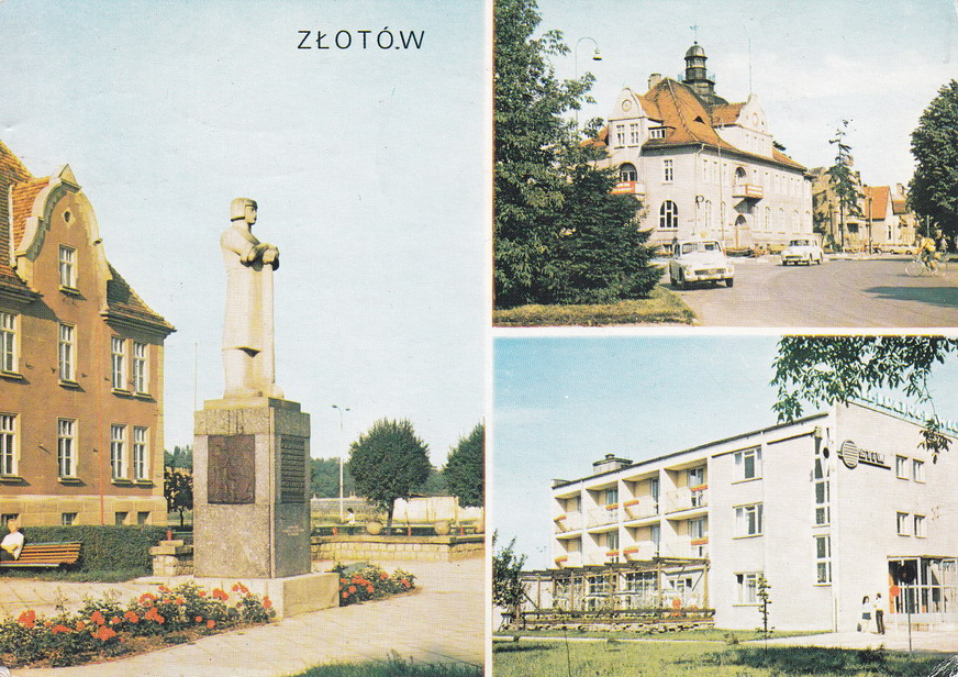 ZŁOTÓW - POMNIK - URZĄD MIASTA - HOTEL KRAJNA