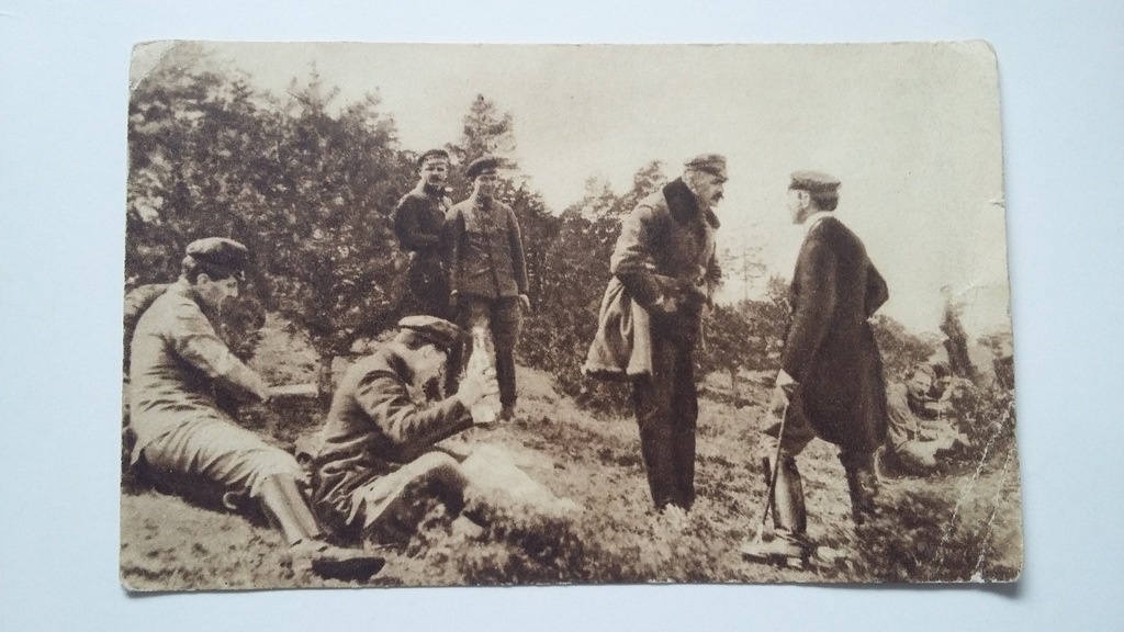 Karta pocztowa - Józef Piłsudski na ćwiczeniach 