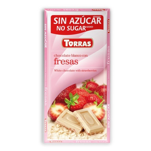 CZEKOLADA BIAŁA z Truskawkami bez Cukru 75 g B/G