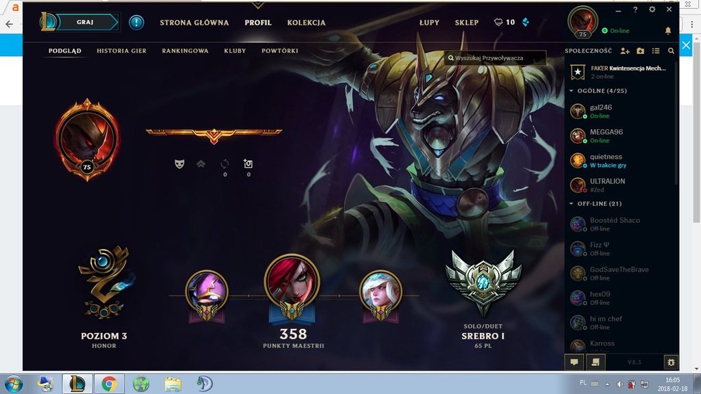 Konto League of Legends 75 lvl