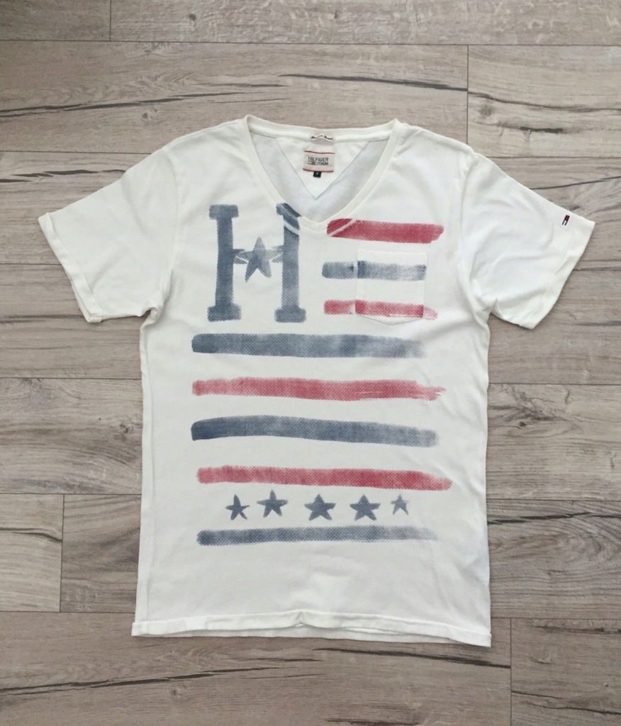 TOMMY HILFIGER koszulka t-shirt biała ecru R. S M