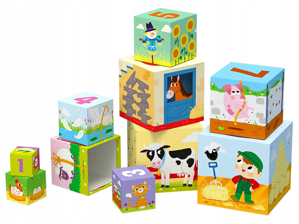 LITTLE PLANET Trefl BABY CUBES kostki FARMA 1+