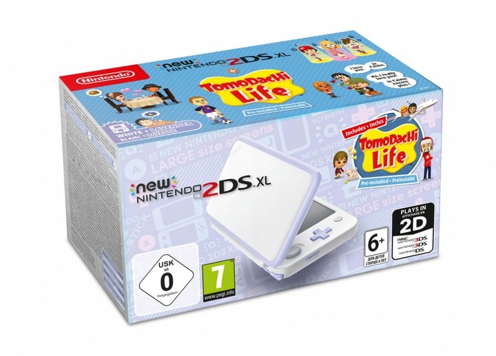 New Nintendo 2DS XL Tomodachi Biała Lawenda