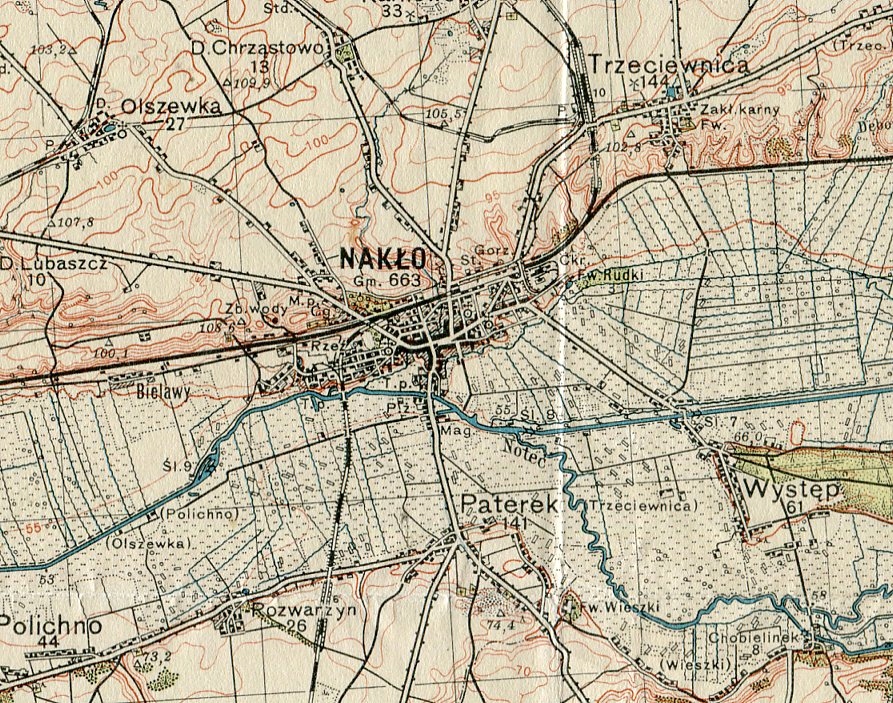 NAKŁO / SZUBIN :: mapa wojskowa WIG : 1937