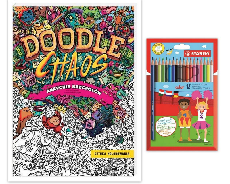 Doodle Chaos Anarchia bazgrołów kolorowanka KREDKI