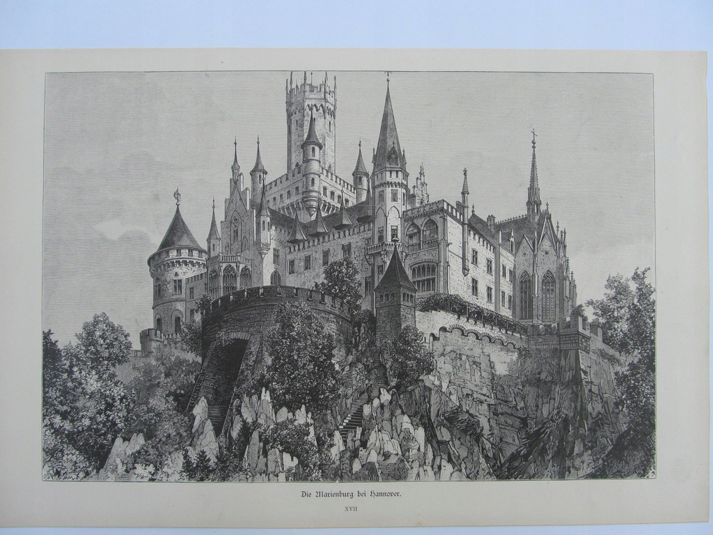 ZAMKI I PAŁACE MARIENBURG NIEMCY drzeworyt 1884 r.