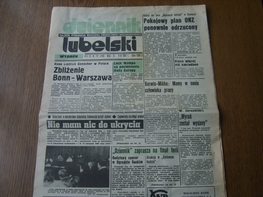 Czasopismo Dziennik Lubelski 4.02.1992r
