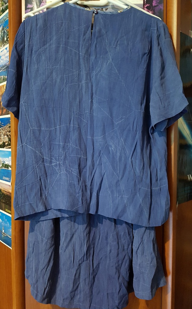 Komplet spódnica midi i bluzka XXL niebieski