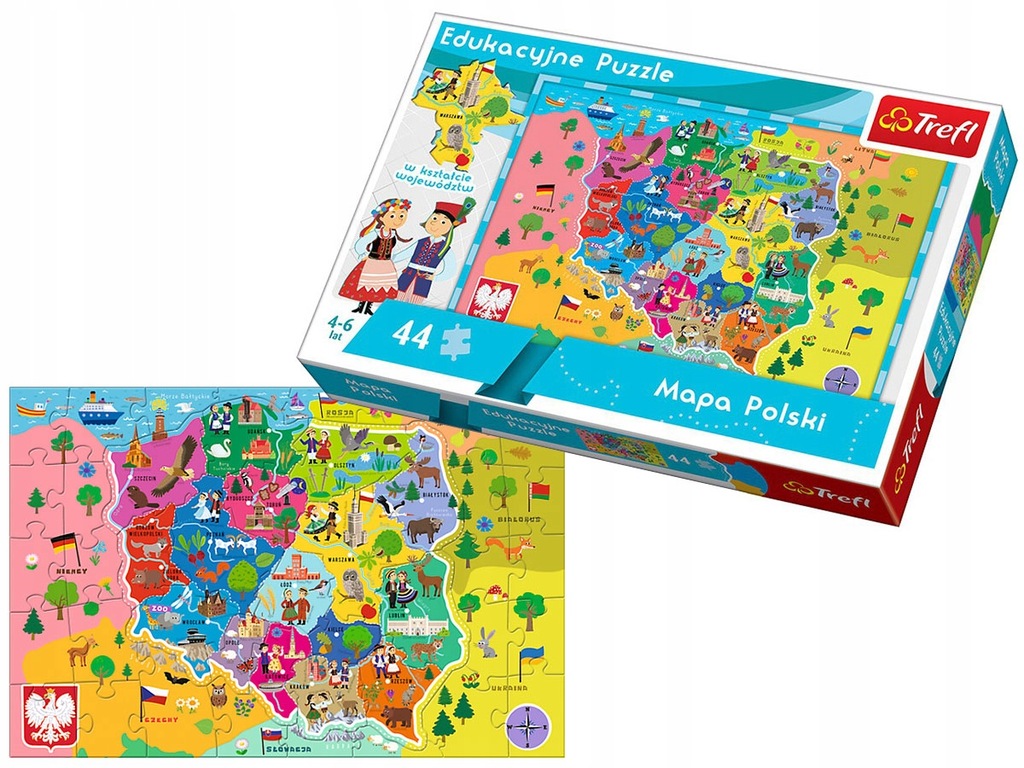 TREFL Puzzle Mapa Polski 44 el edukacyjne 4+ 15501