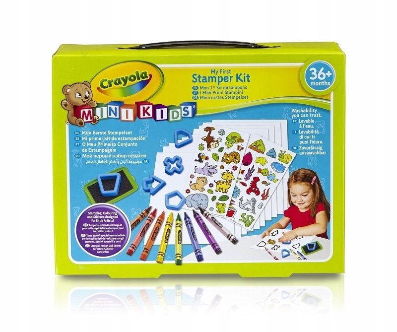 ZESTAW stempelki kredki trójkątne naklejki CRAYOLA