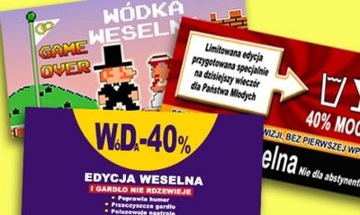 Śmieszne naklejki wódkę weselną Finlandia 14 sztuk
