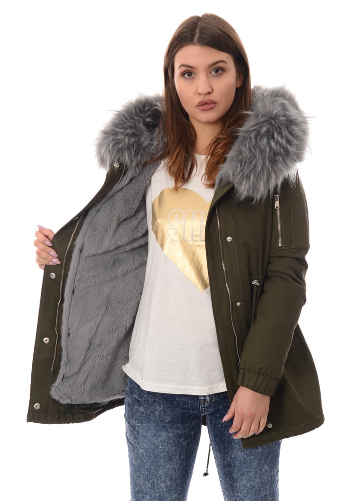 3009 damska parka kurtka 2w1 zimowa zielona 3009 damska parka kurtka 2w1 zimowa zielona