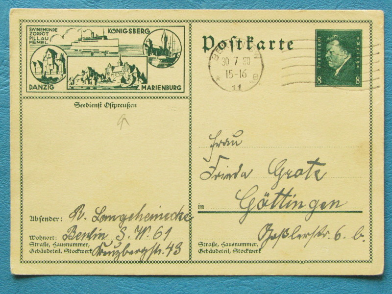 #31762, karta poczt. Prusy Wschodnie, Gdańsk, 1930