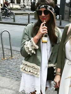 Zara kurtka parka z pomponami khaki S 36