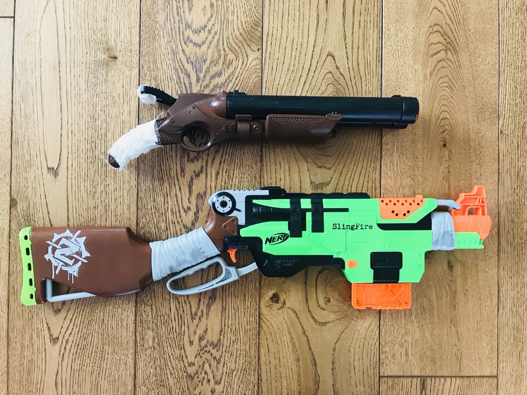 Pistolet NERF Zombie Slingfire + strzelba gratis!