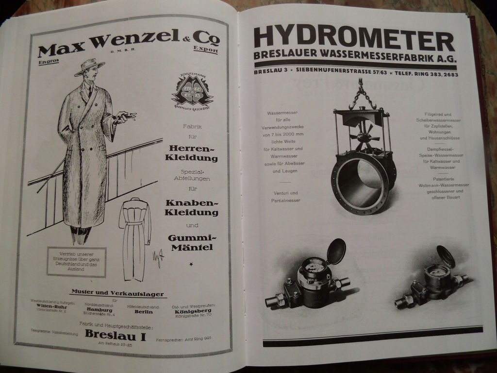 Breslau Wrocław Monografia Magistrat 1924 Reklamy