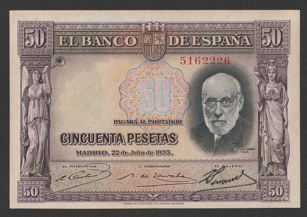 Hiszpania - 50 peset - 1935 - Ramon y Cajal