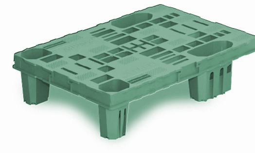 Zielona ćwierć paleta plastikowa 600x400mm