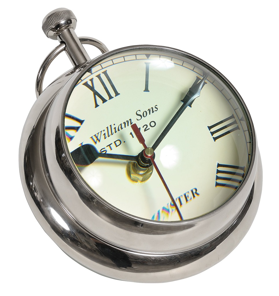 Zegar Gabinet Kula, dekoracyjny, vintage, srebrny