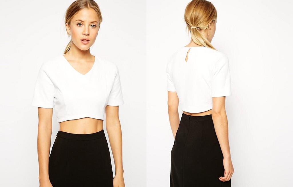 BLUZKA KRÓTKI TOP KRÓTKI RĘKAW BIAŁA 34 XS UK 6