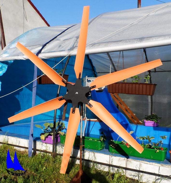 Elektrownia wiatrowa.Śmigło 6 łopatowe D = 1.6 m.