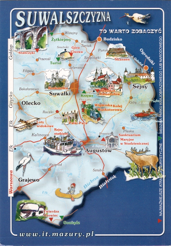 SUWAŁKI - AUGUSTÓW - OLECKO - MAPA REGIONU - 2005R