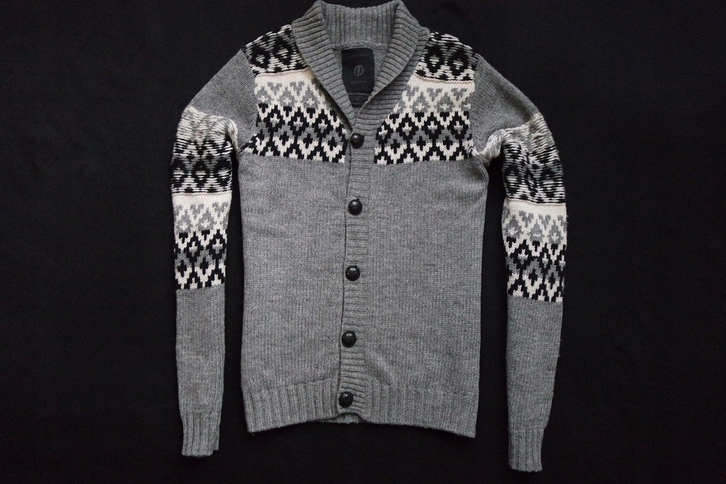 JACK JONES PREMIUM sweter sweterek szary wzór__S/M