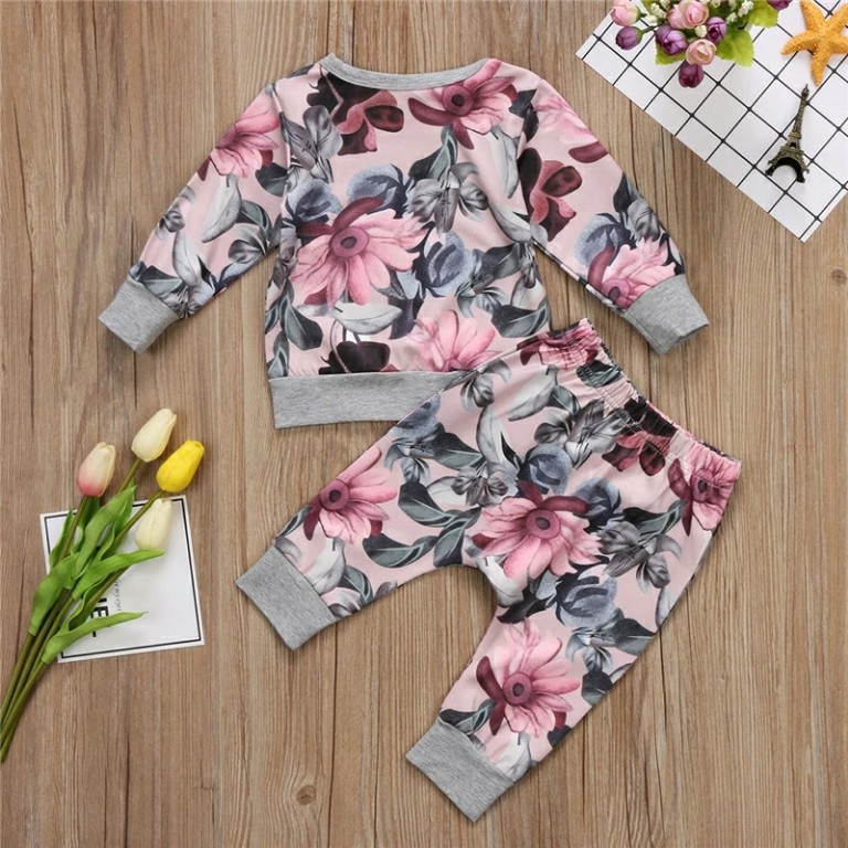 Komplet Bluza Spodnie 18m+ Kwiaty Dres