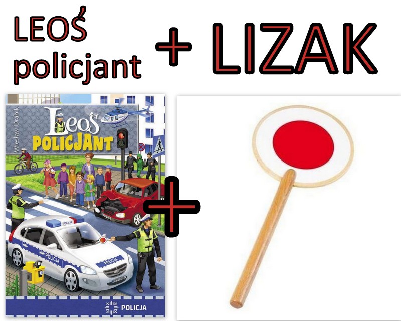 książka LEOŚ POLICJANT + LIZAK policyjny NOWOŚĆ