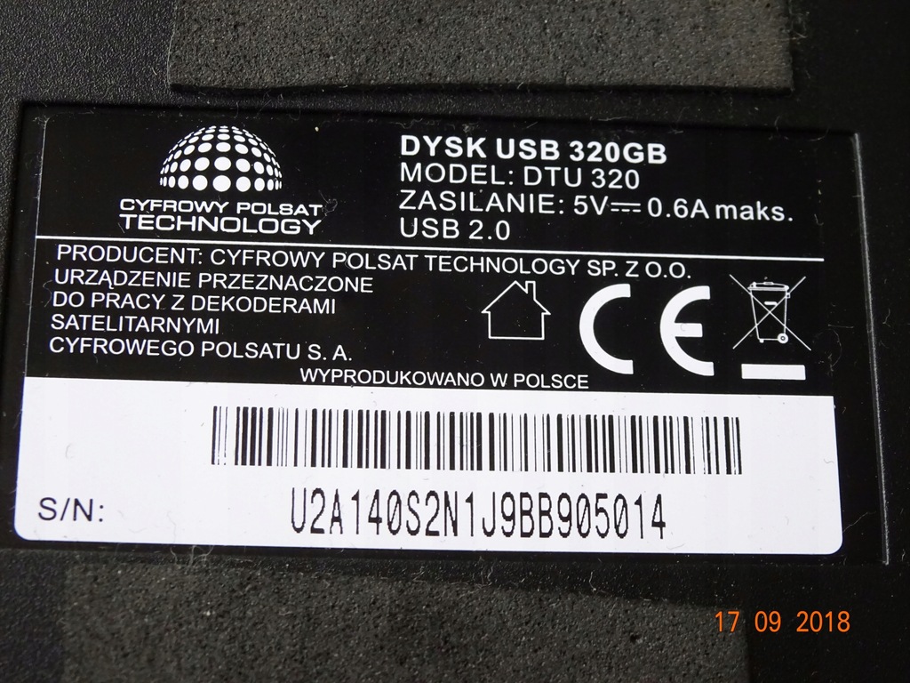 Dysk zewnętrzny DTU 320 USB Cyfrowy Polsat