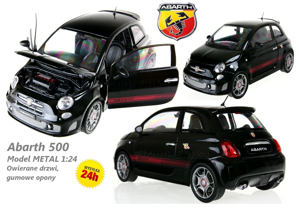 Fiat Abarth 500 MOTORMAX Model 1:24 Otw, Drzwi - 6899432125 - Oficjalne ...