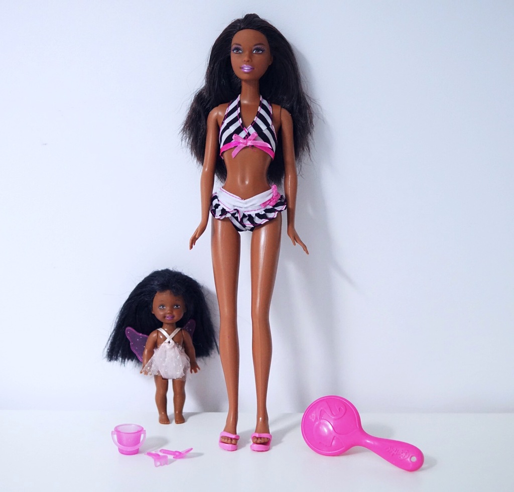 Lalka Barbie Murzynka + Dziecko + Akcesoria
