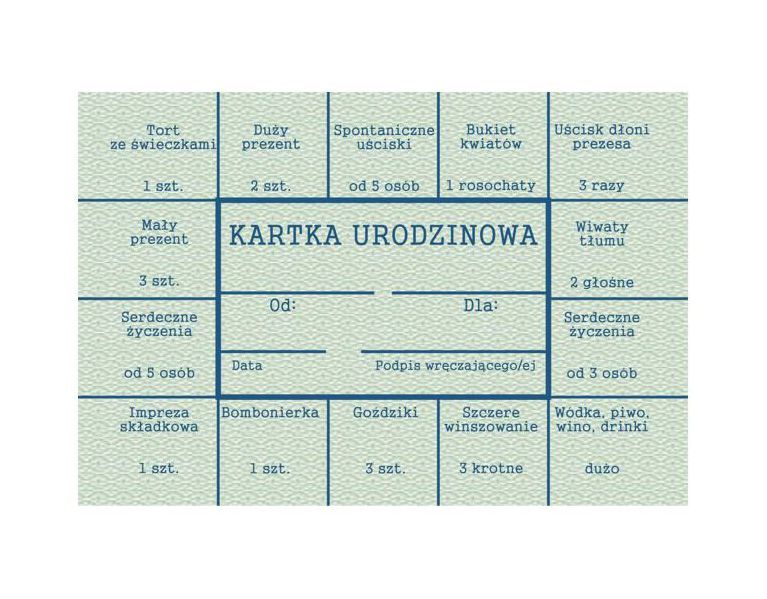 KARTKA JAK Z PRL na urodziny urodzinowa z kopertą