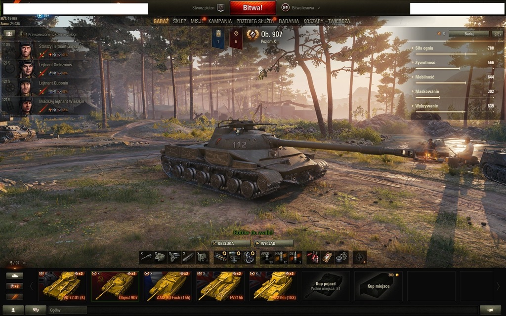 Konto World Of Tanks 32xX tier 50 premium ob.907