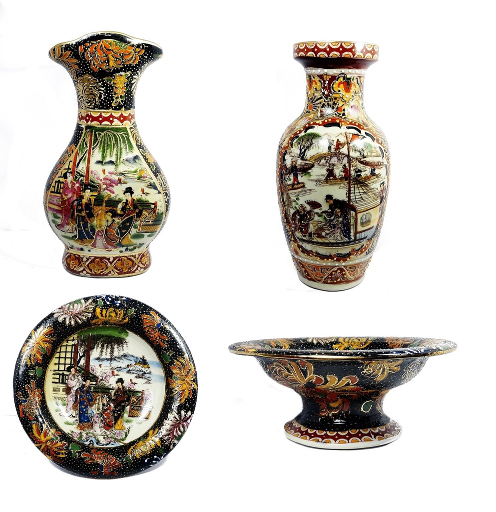 Chińska porcelana ręcznie malowana wazony, patera