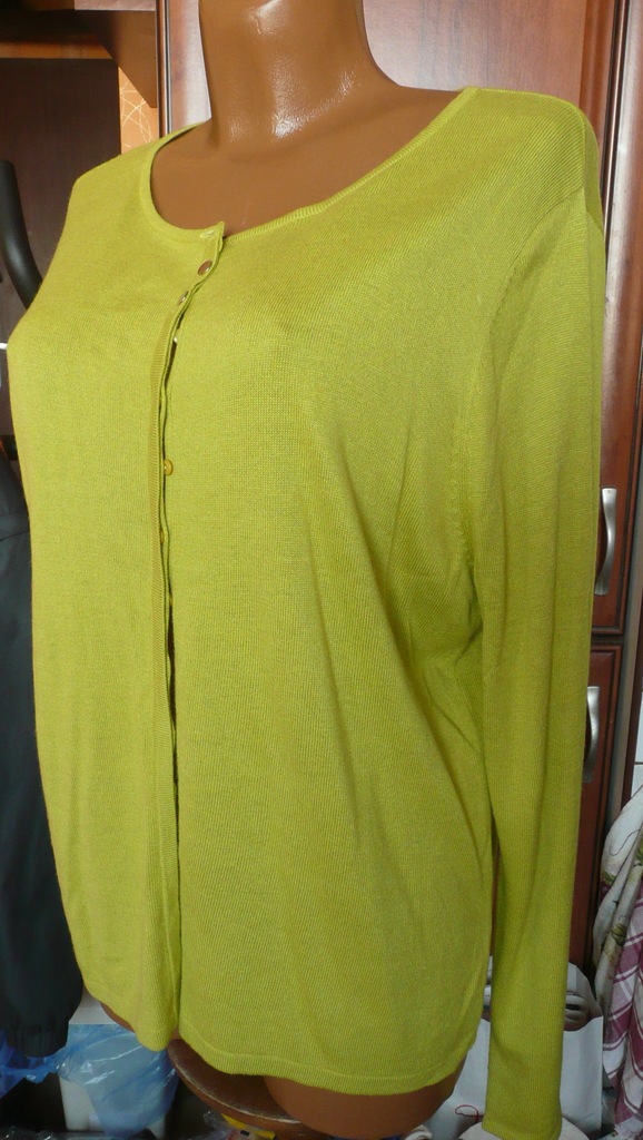 SOLAR  zielonkawy sweter z angorą narzutka 48 50