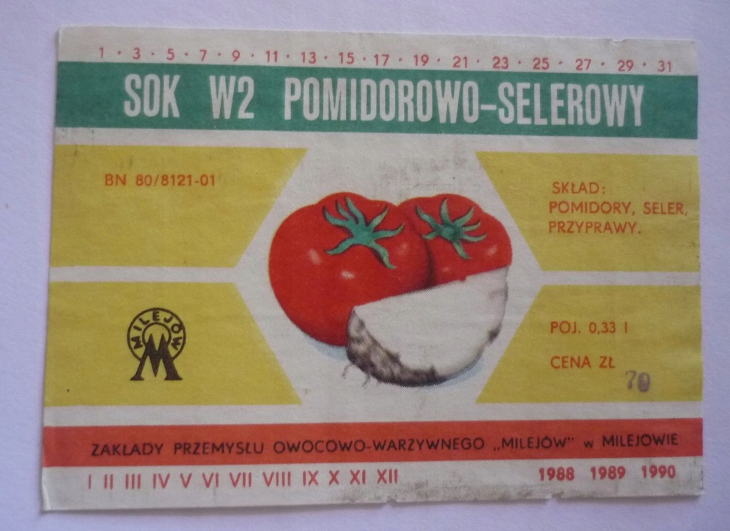 etykieta - PRL - SOK - MILEJÓW