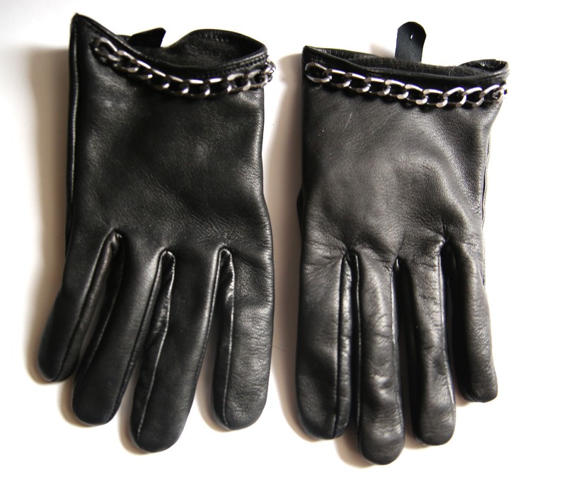 Rękawiczki skórzane z łańcuszkiem czarne sexy