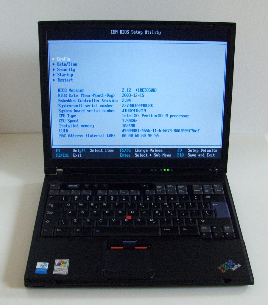 IBM ThinkPad T40 PM 1.5GHz 1GB 40GB WiFi GW FV