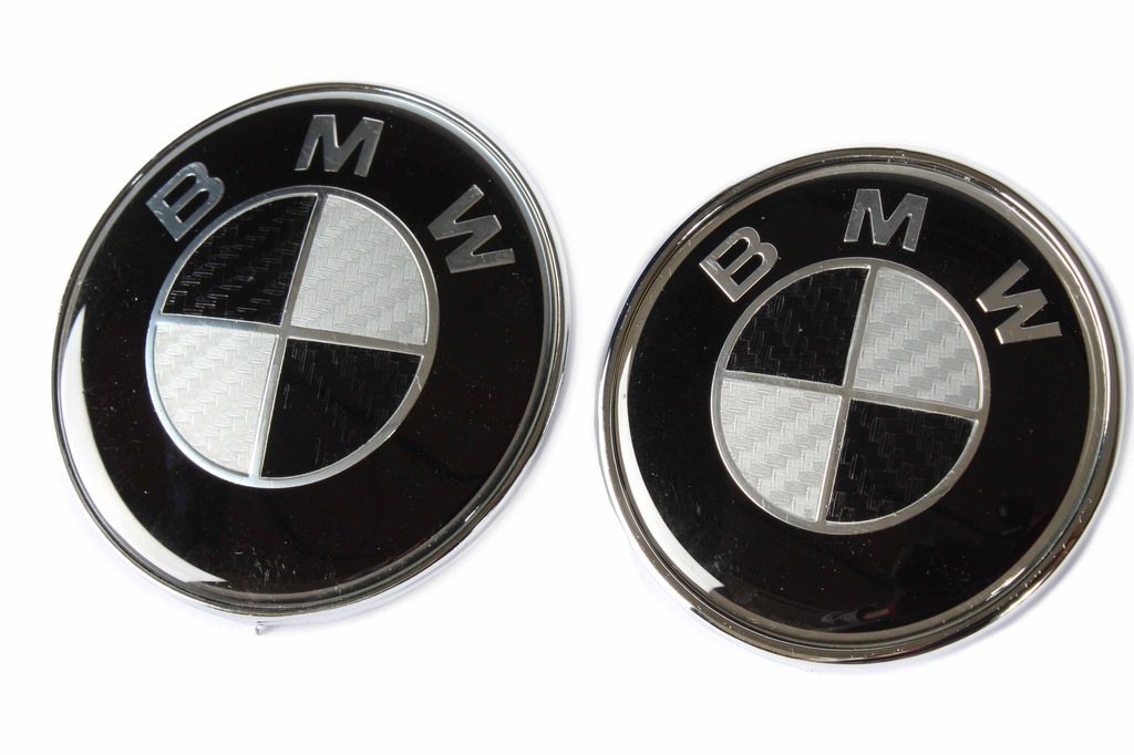 BMW Znaczek przód tył czarny carbon 82mm 74mm E46