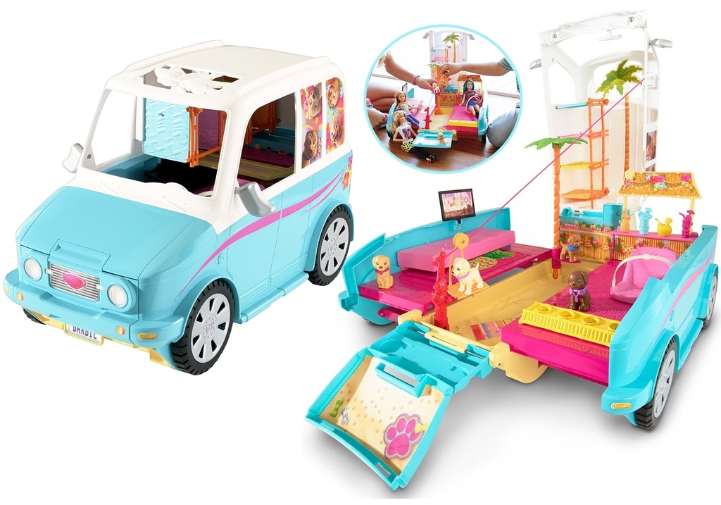 BARBIE KAMPER Wakacyjny Pojazd Piesków Auto DLY33