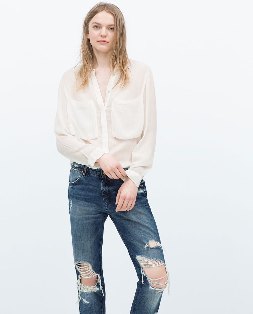 257 ZARA spodnie jeans cigarette dziury NOWE 40 L