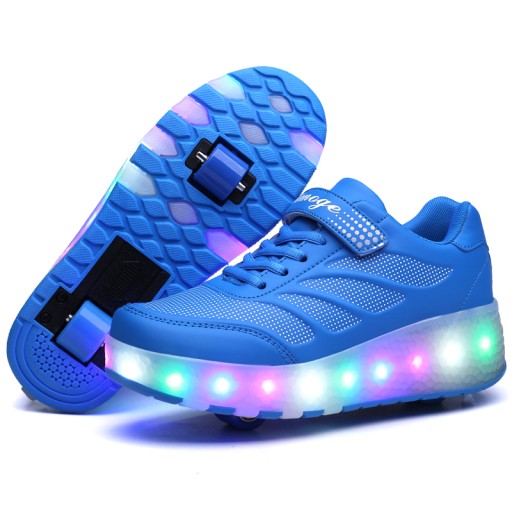 BUTOROLKI BUTY ROLKI 2 KÓŁKA WROTKI LED NIEBIESKI